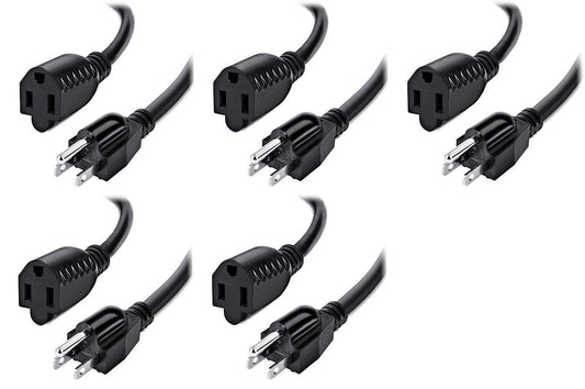 5-Pack 1ft Premium GOLD Series AC Power Strip Outlet Extender / Saver - GOLD PLATED connectors - make more space on the power strip or wall outlets