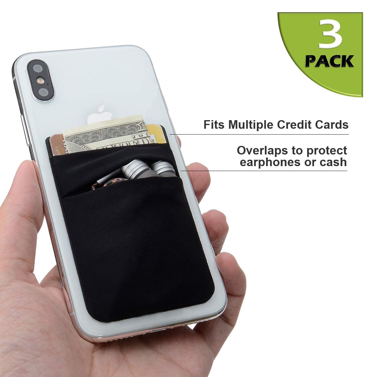 Hoblaze Phone Card Holder Stretchy Wallet Pocket Credit Card ID Case Pouch Sleeve Adhesive Sticker Compatible with iPhone Samsung Galaxy Android