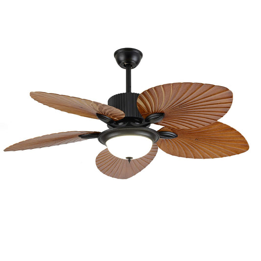 52 Inch Tropical Ceiling Fan with Light and Remote Control, 5 Palm Leaf Blades, Dimmable LED Light, Farmhouse Ceiling Fan Light Fixture for Indoor