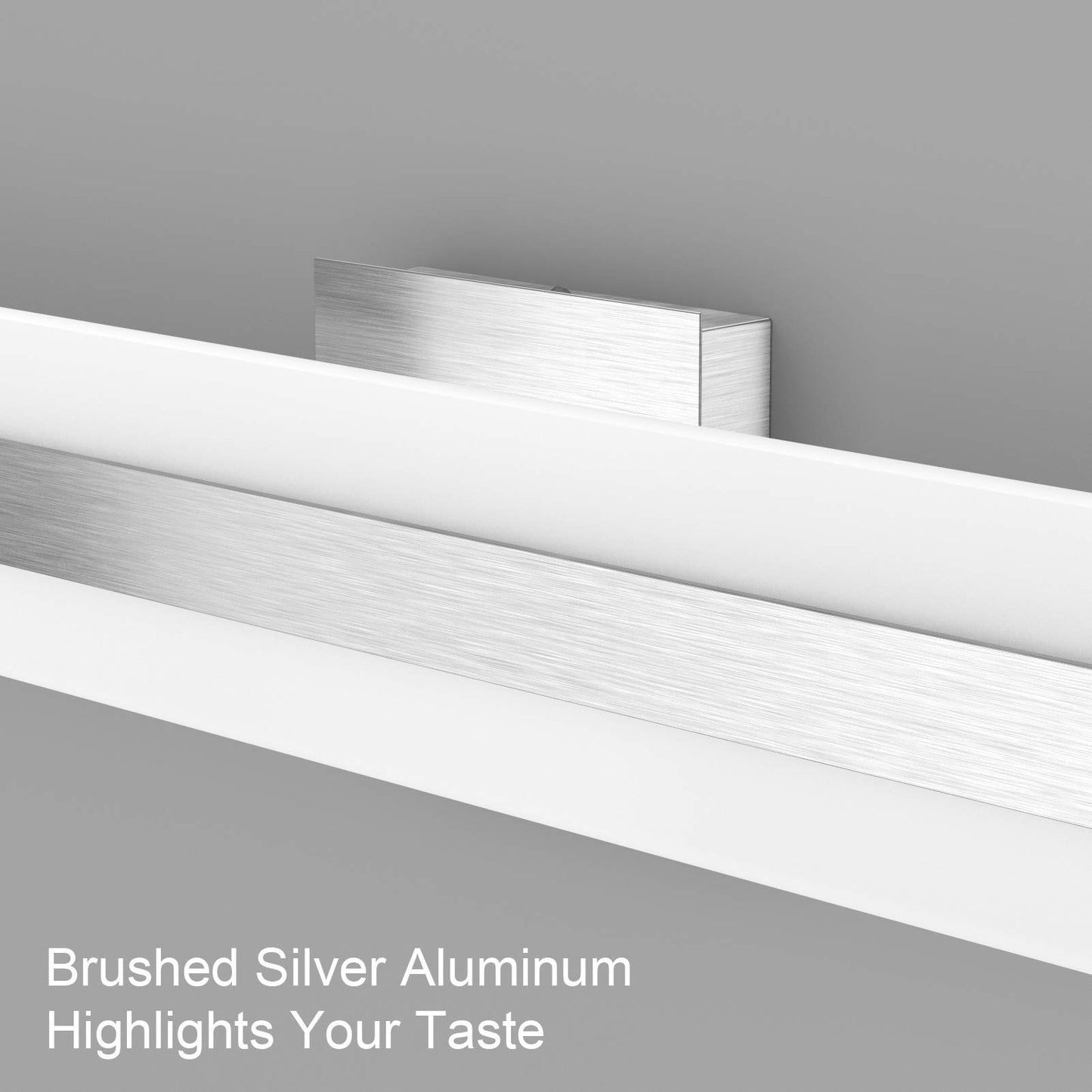 Aipsun 23.6in/24W Brushed Silver Aluminum Modern LED Vanity Light Frosted White Acrylic LED Bathroom Vanity Light Fixtures Up and Down Wall
