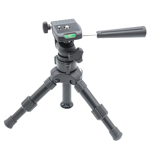 PhotoTrust Portable Tabletop Mini Folding Tripod with Level | Solid Aluminum, Light & Compact Compatible with Canon Nikon Sony Samsung Virtually Any