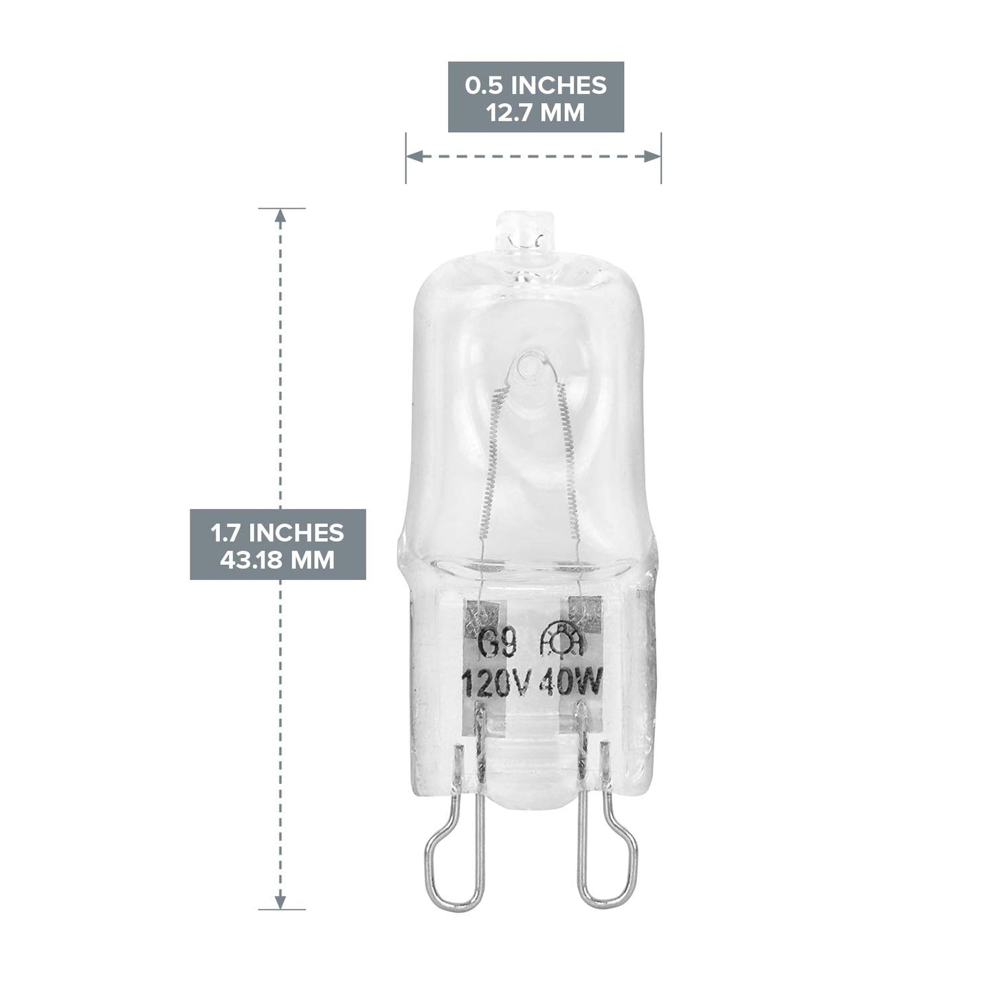 10 Pack Crystal Clear Lense 40W Q40/G9/CL/120V G9 JCD 40 Watt 120 Volt T4 JD Type Halogen House Hold Light Bulb Hanging Pendant Accent Type Spot Down