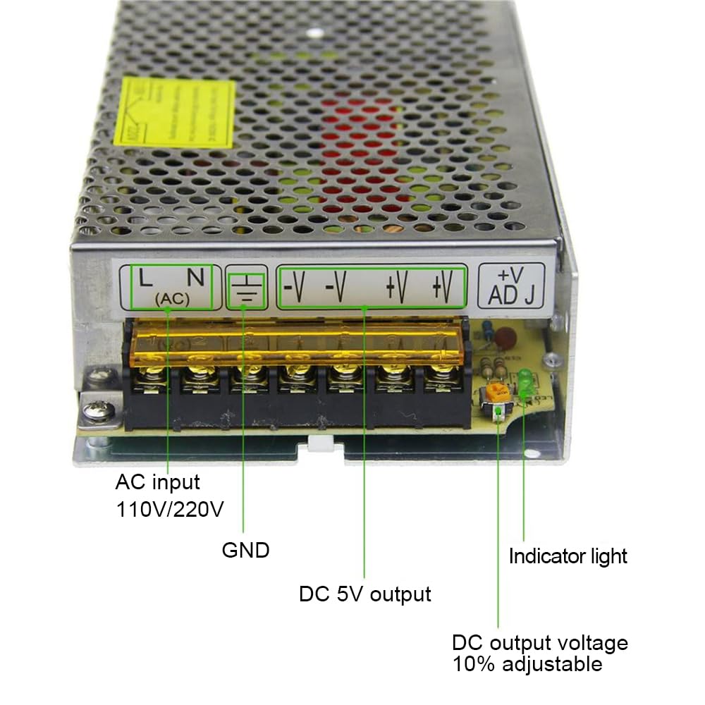 ALITOVE 5V 20A Power Supply Adapter AC to DC Converter 5 Volt 20 Amp Transformer LED Driver for DC5V Device WS2812B WS2811 LED Strip Pixel Light CCTV…