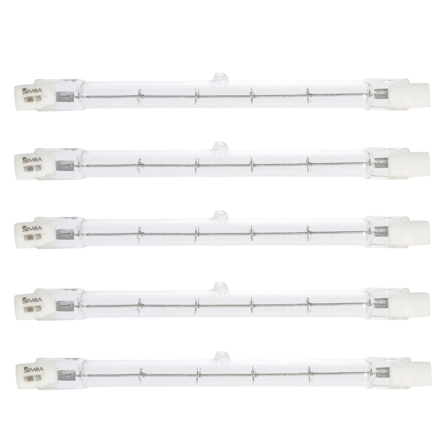 Simba Lighting Halogen R7S 118mm T3 150W Dimmable 1500lm 120V 2700K, 5 Pack