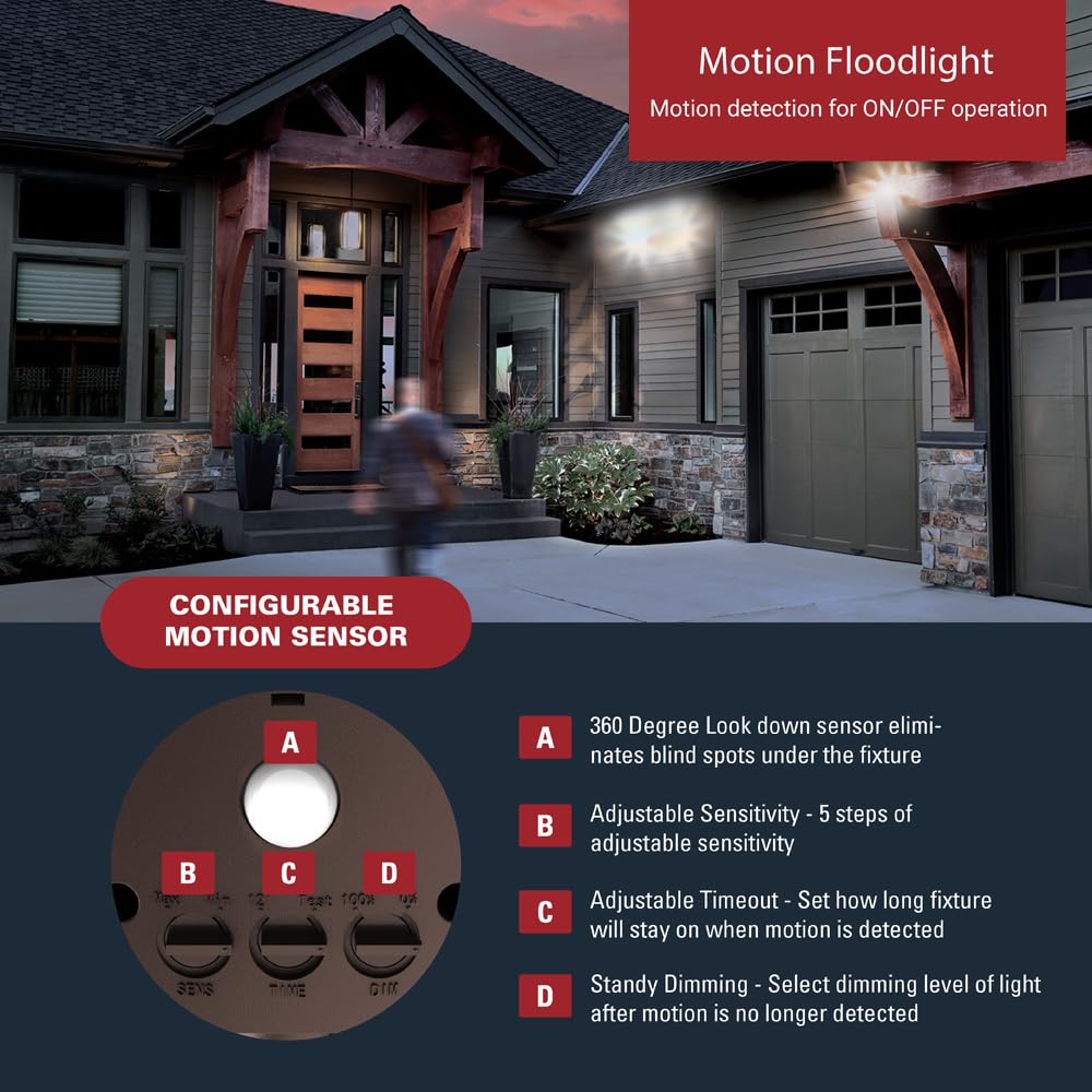 HALO TGS Outdoor Integrated LED Motion Sensor Flood & Security Light Twin Square Head Bronze