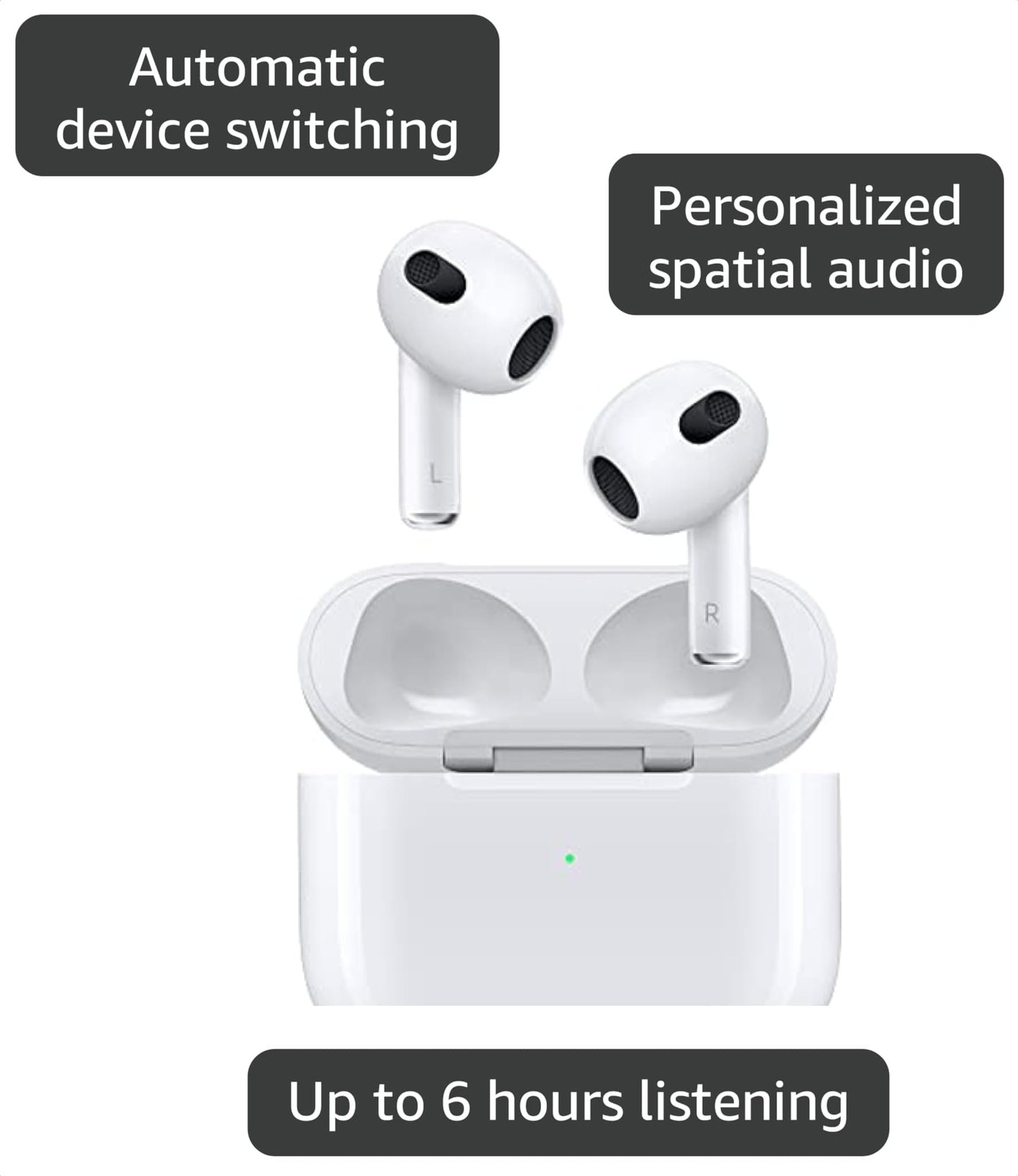 Apple AirPods with Lightning Charging Case (3rd Generation) (Renewed)