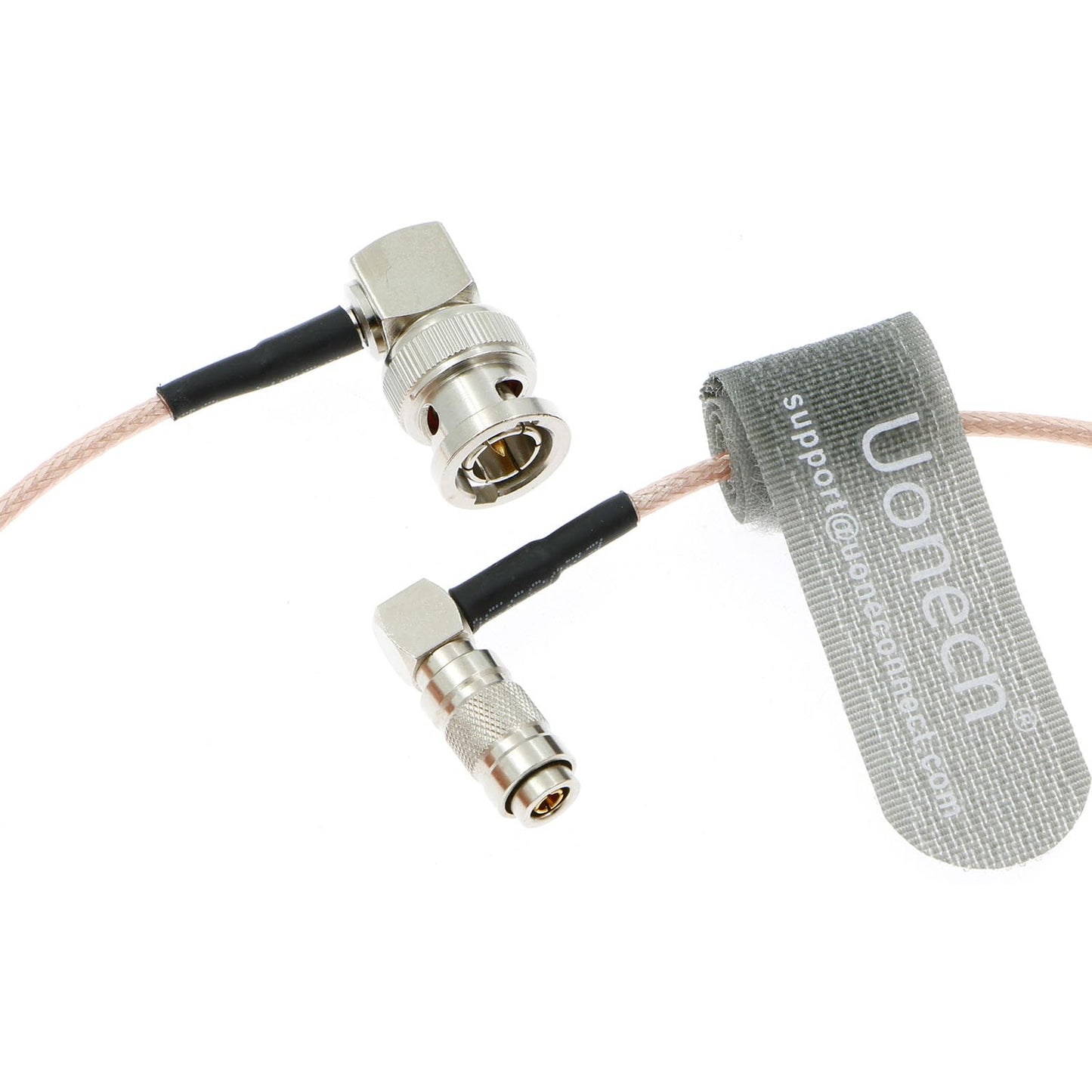 Uonecn RG179 Right Angle BNC to Right Angle DIN 1.0/2.3 mini BNC 75ohm Coaxial Cable Video Cable for Blackmagic HyperDeck Shuttle 50cm