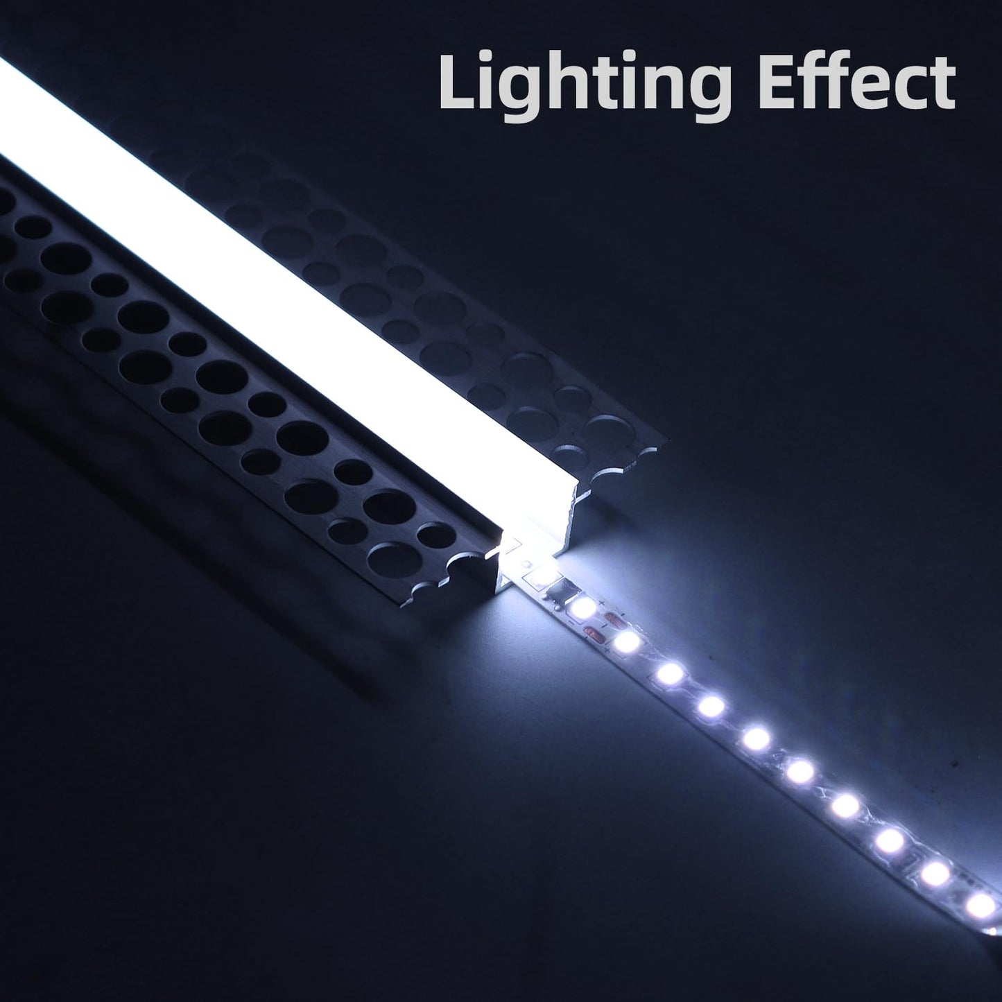 JWTCLUST 10 Pack Plaster-in Drywall Recessed Led Strip Channel Diffuser 3.3ft/1Meter Aluminum U Track for LED Tape Trimless Lighting Wall and Ceiling