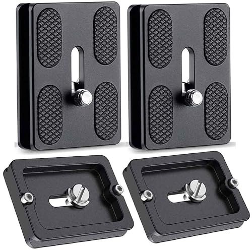 VIZEMO Camera Quick Release Plate PU50 2 Pieces QR Small Plate with 1/4"-20 Screw,Tiny Universal Quick Release Plate for Arca Swiss Standard Clamp