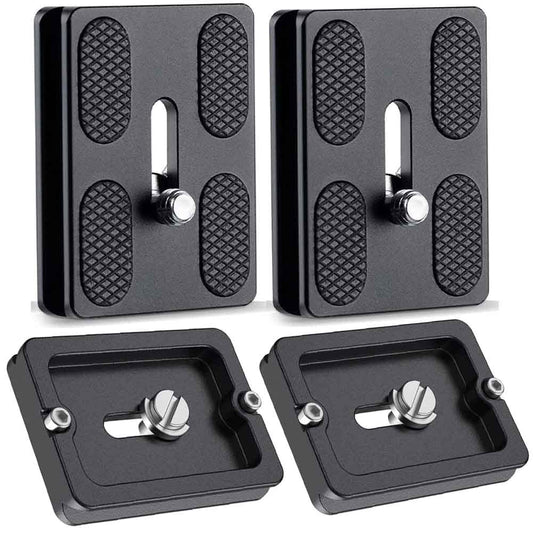 VIZEMO Camera Quick Release Plate PU50 2 Pieces QR Small Plate with 1/4"-20 Screw,Tiny Universal Quick Release Plate for Arca Swiss Standard Clamp