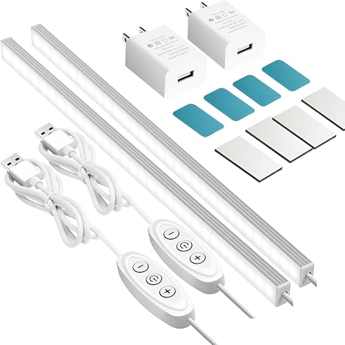 GLVSAE Under Cabinet Lights, 12 Inch Plug in Under Cabinet Lighting, LED Closet Lights, 6000K Cool White Light, Ultra Thin Dimmable Light Bar