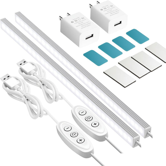 GLVSAE Under Cabinet Lights, 12 Inch Plug in Under Cabinet Lighting, LED Closet Lights, 6000K Cool White Light, Ultra Thin Dimmable Light Bar