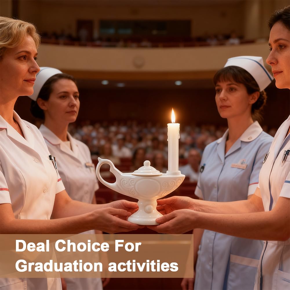 LinkAmoreVibe 2pcs Nurse Graduation Lamp, Flameless LED Candle with Ceramic Base, Memorial Light for Funeral, Vigil & Moment of Silence, Nurse