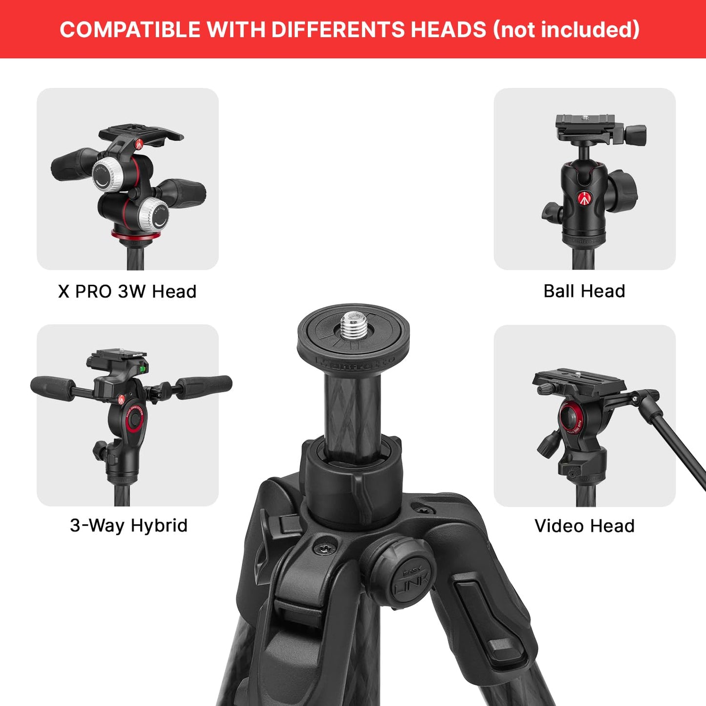 Manfrotto Befree GT PRO Tripod Legs, Professional Travel Tripod, Aluminium Camera and Video Tripod, Twist Lock, Compact and Portable, for DSLR