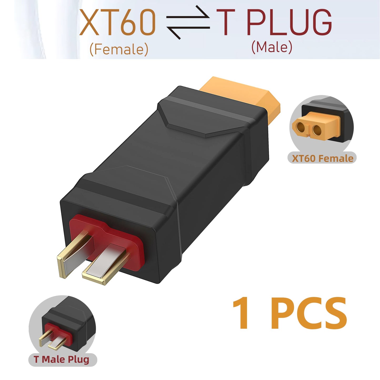 XT60 Female to T-Plug Male Connector Adapter No Wires RC LiPo Battery Connectors for RC Car Boat Drone RC Car Plane Lipo Battery ESC Connector