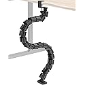DeskLogics Clamp-On Cable Management Spine, No-Drill Vertebrae Wire Hider for Glass & Wood Standing Desks, Tool-Free Adjustable Desk-to-Floor Cord