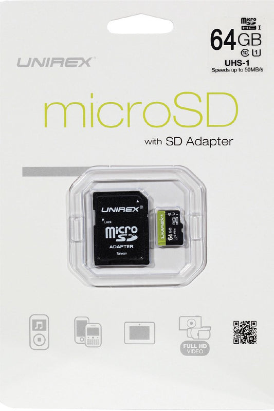 UNIREX MEMORY Unirex MicroSDHC 64GB Class 10 (UHS-1) Memory Card