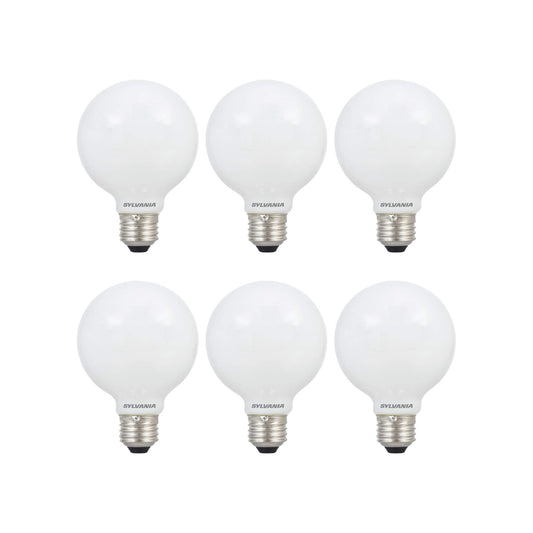 Sylvania LED TruWave Natural Series Globe Light Bulb, 60W Daylight Medium Base, Dimmable, Frosted - 6 Pack