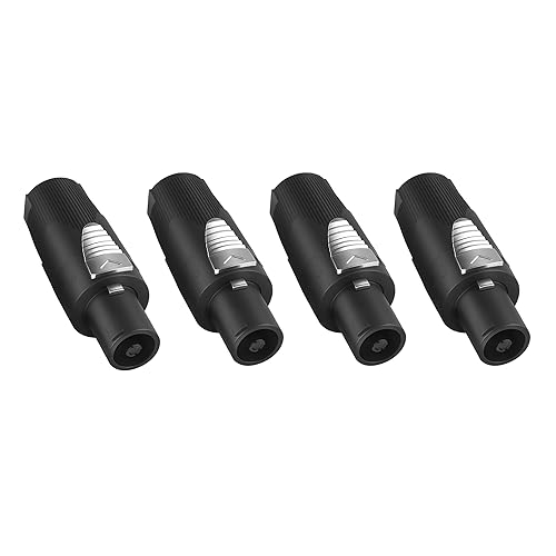 Rannsgeer 4-Pole Speakon Male Connector with Twist Lock - Professional Audio Cable Connector (Black)