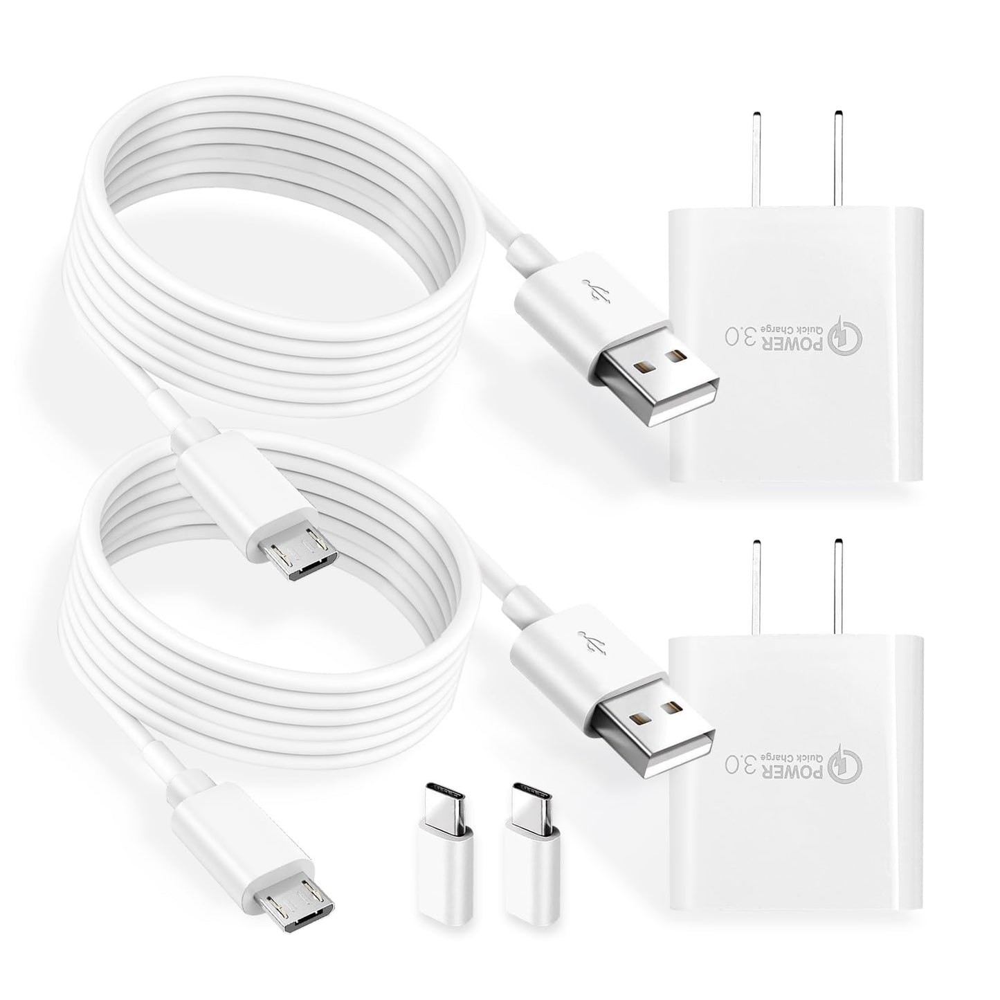 2 Pack 10ft QC3.0 Fast Charger for Arlo Pro 2, Arlo Pro, Arlo Go, Arlo Q Camera, Essential Spotlight Camera,Eufy,Wyze Cam Pan V2 V3,Cloud,Netvue,Yi