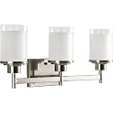 Progress Lighting Alexa Collection 3-Light Etched Linen with Clear Edge Glass Modern Bath Vanity Light Brushed Nickel