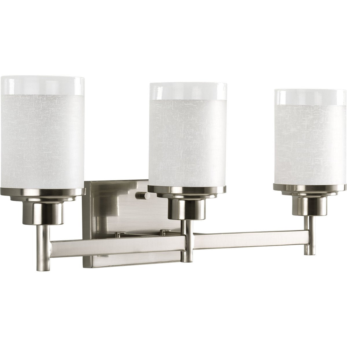 Progress Lighting Alexa Collection 3-Light Etched Linen with Clear Edge Glass Modern Bath Vanity Light Brushed Nickel