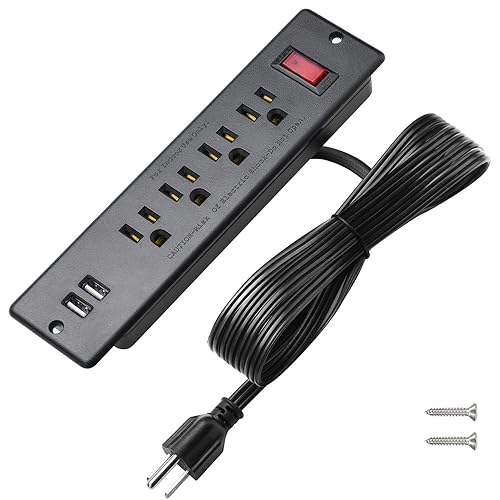 Mountable Power Strip Recessed Power Strip with USB 4 Outlet 2 USB Multiple Protection Built in Conference Desk Counter Workbench for PC Home Electric