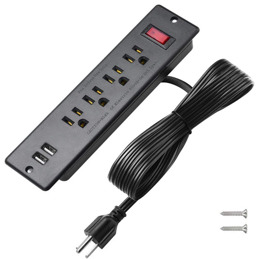 Mountable Power Strip Recessed Power Strip with USB 4 Outlet 2 USB Multiple Protection Built in Conference Desk Counter Workbench for PC Home Electric