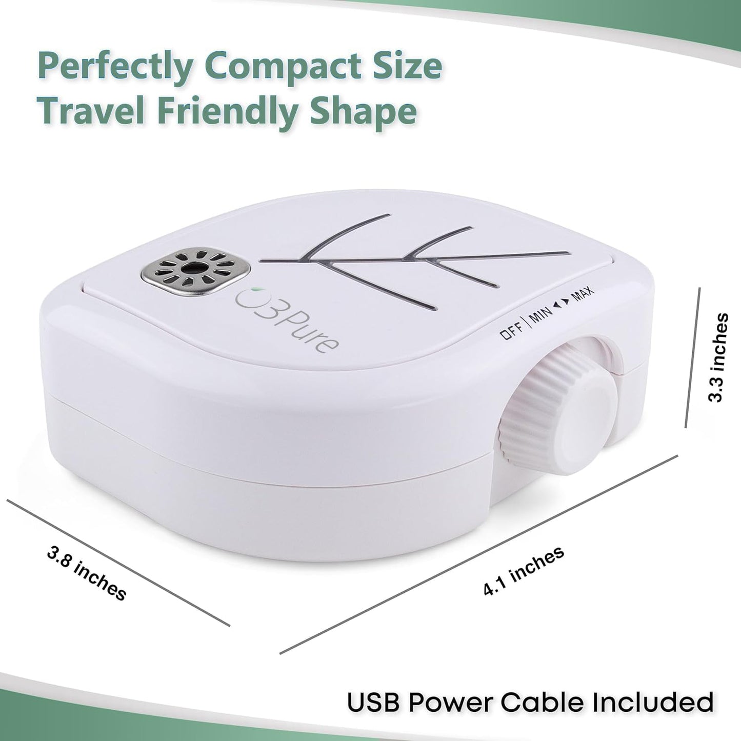 O3 Pure Leaf Wall Plug-In Air Purifier - Room Deodorizer & Mini Adjustable Ozone Generator and Ionizer - The Perfect Air Freshener for the Office