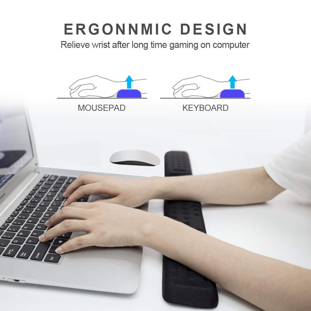 Keyboard and Mouse Wrist Rest Set Gaming Memory Foam Ergonomic Hand Palm Rest Support for Computer, PC, Laptop, Mac Typing and Wrist Pain Relief