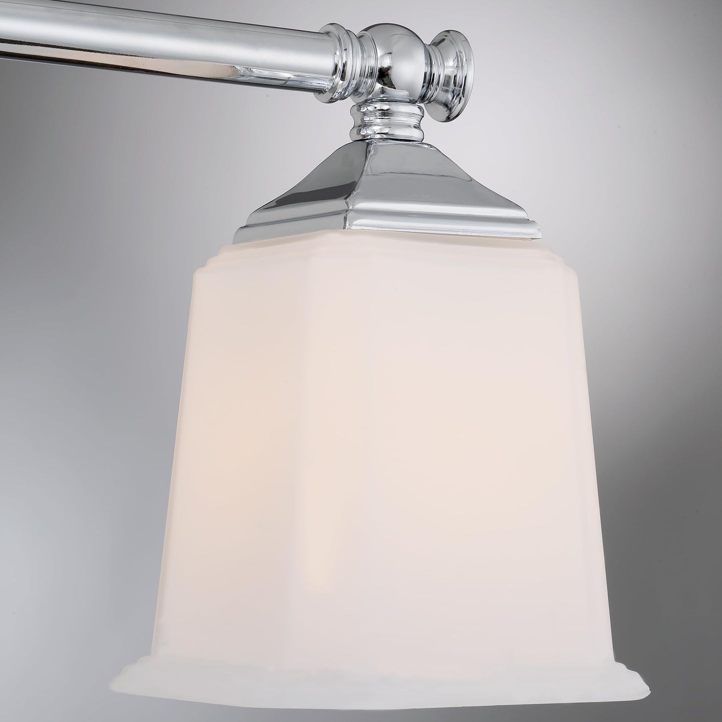 Quoizel Nicholas Vanity Lights, 15 Inch 2-Light Polished Chrome Bathroom Lighting Fixtures Over Mirror, 100W, Opal-Etched Frosted Glass, Mid-Century