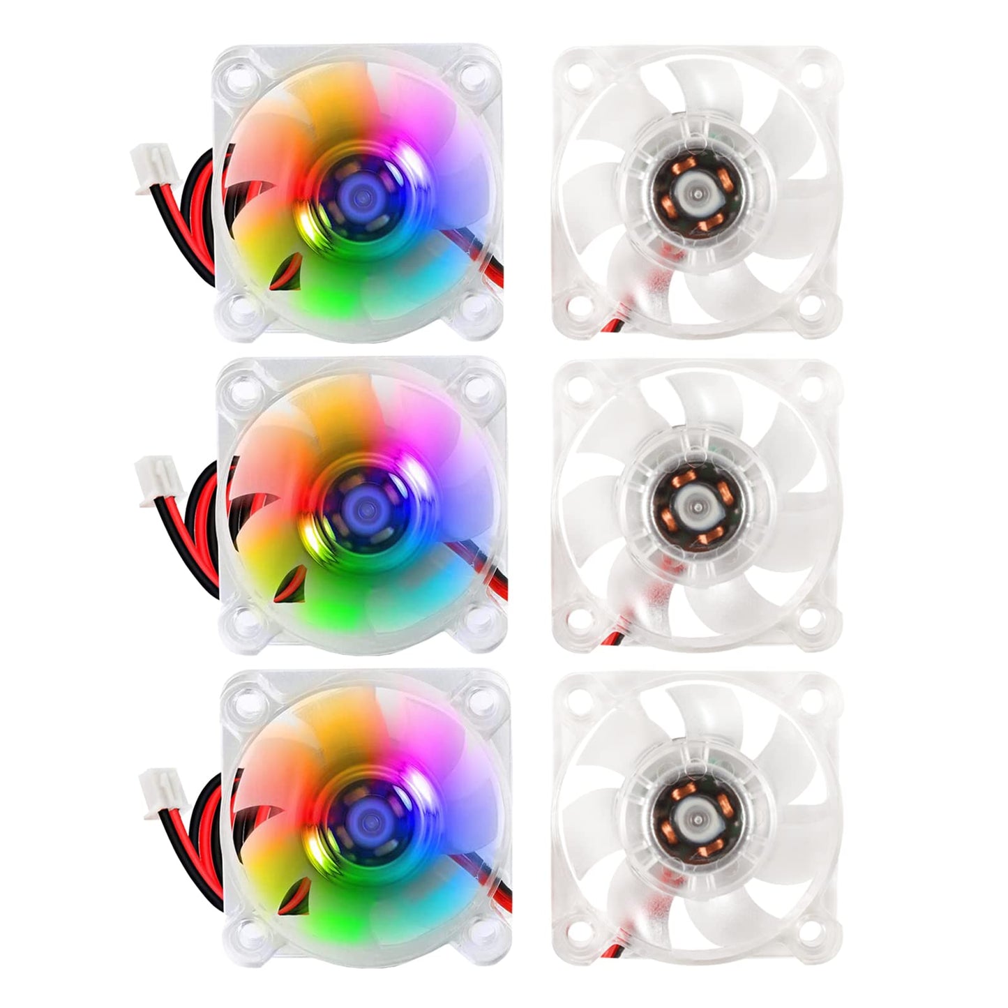 Alinan 6pcs 4010 24V Color LED Mini Brushless Cooling Fan Transparent 40 * 40 * 10MM 0.05A for 3D Printer, PC, Case, CPU