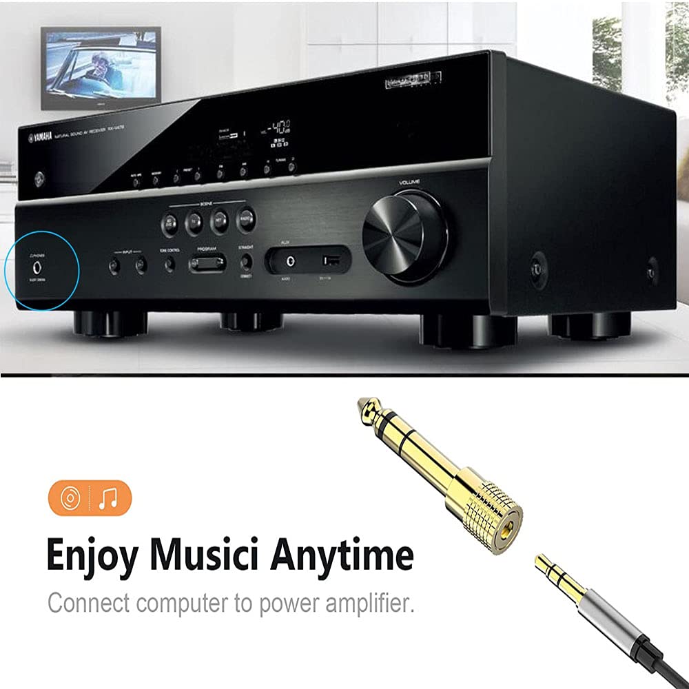 WISYIFIL 6.35mm (1/4 inch) Male to 3.5mm (1/8 inch) Female Stereo Audio Headphone TRS Jack Cable Converter,Gold Plated Copper 2 Pack