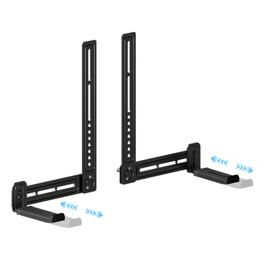 C YECEN Sound Bar Mounts Under TV or Above TV, Height & Depth Adjustable Soundbar Mount?with Detachable Extension Arms and L-Brackets
