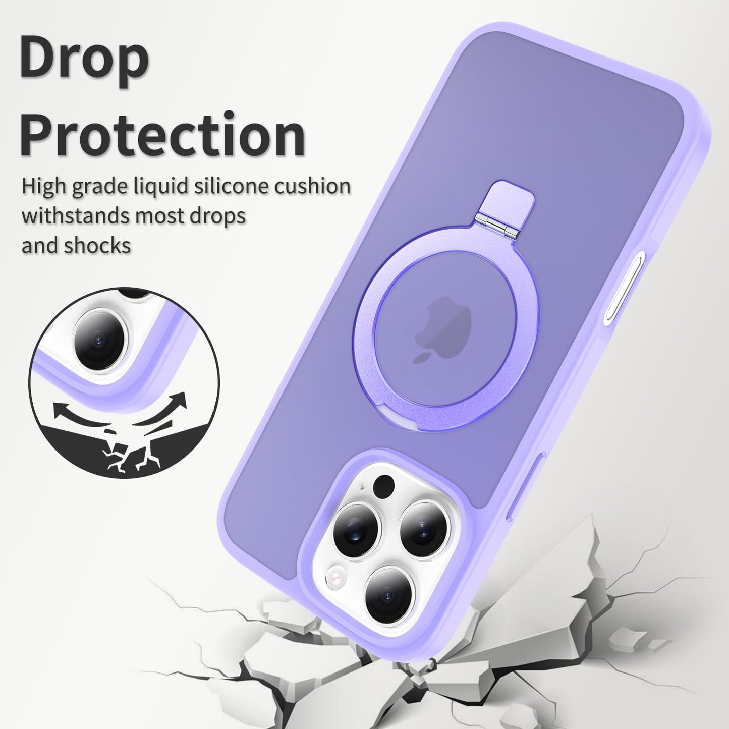 iYavvort Ultra-Magnetic Stand for iPhone 16 Pro Case [Military Drop Protection] [Compatible with MagSafe] Shockproof Translucent Matte Slim Ring
