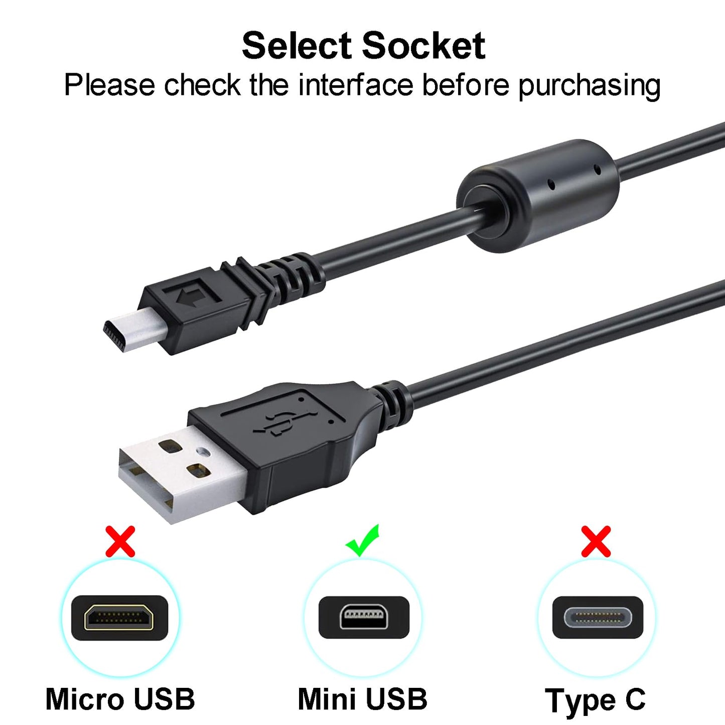 UC-E6 USB Cable for Nikon CoolPix B500 L330 L340 L620 L820 P500 P510 S01 S3000 S3100 S6000 S6300 S8100, Compatible with Nikon D3200 D3300 D3400 D5000