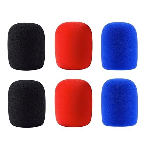 CCeCCe 6 Pack Microphone Covers Foam Mic Cover Replacement High-Density Reusable Mic Sponge Windscreen Filter for Handheld Wired Microphone XLR
