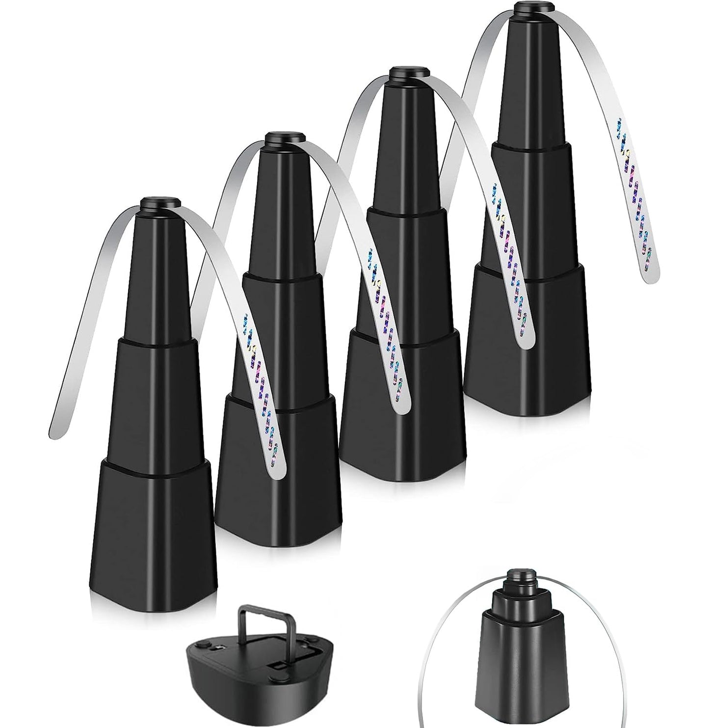 Hescaz 4 Pack Fly Fans for Tables Fly Repellent Fan Outdoor Indoor Keep Flies Away Table Top Fly Fan Fly Fan for Outdoor Table with Holographic Blades