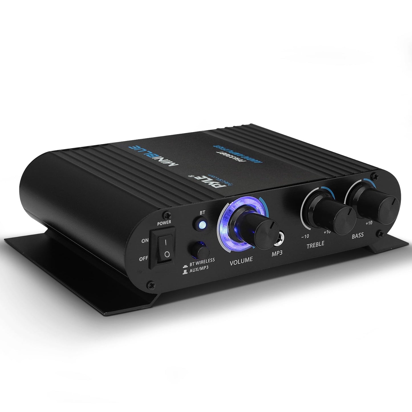 Pyle Wireless Bluetooth Home Audio Amplifier - 90W Dual Channel Mini Portable Power Stereo Sound Receiver w/ Speaker Selector, RCA, AUX, LED, 12V
