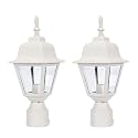 LIT-PaTH Outdoor Post Lighting Fixture Pole Lantern, E26 Medium Base Max 60W, Aluminum Housing Plus Clear Glass, Bulb Not Included, Matte White