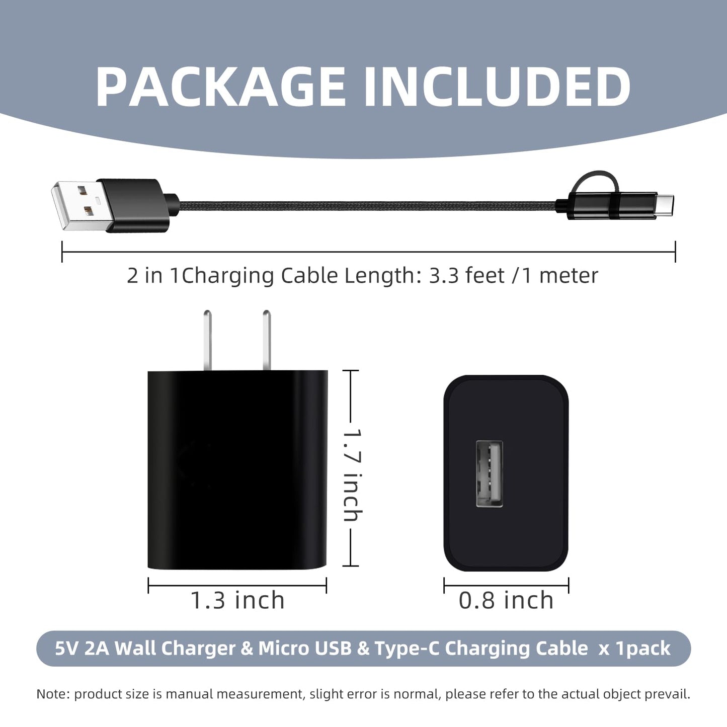 Type C&Micro USB Charging Cable for Kyocera Flip Phone DuraForce Pro 2(E6910/E6920)/Pro 3/Ultra 5G E7110,DuraXV Extreme E4810,Extreme+ E4811,DuraXE