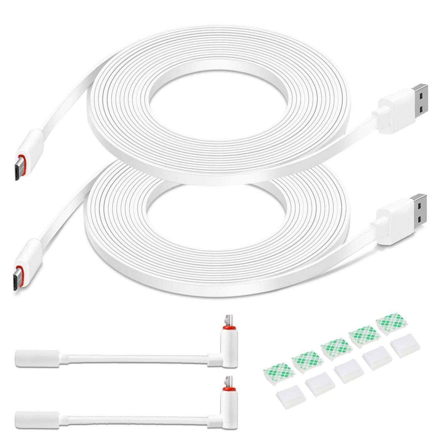 DIANMU 2Pack 10FT Flat Power Extension Cable for Wyze Cam v4/v3/Pan v3/OG/v3 Pro, Blink Mini, Ring Indoor, Kasa Indoor, Blink Mini Pan, Charging Power