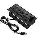 KYHSHJ Connection Box Desktop Pop Up Outlet with 3 * 15A Receptacle?2.1A 1 USB-A Ports &1 USB-C Port?Corrosive Resistant Hardware,Black