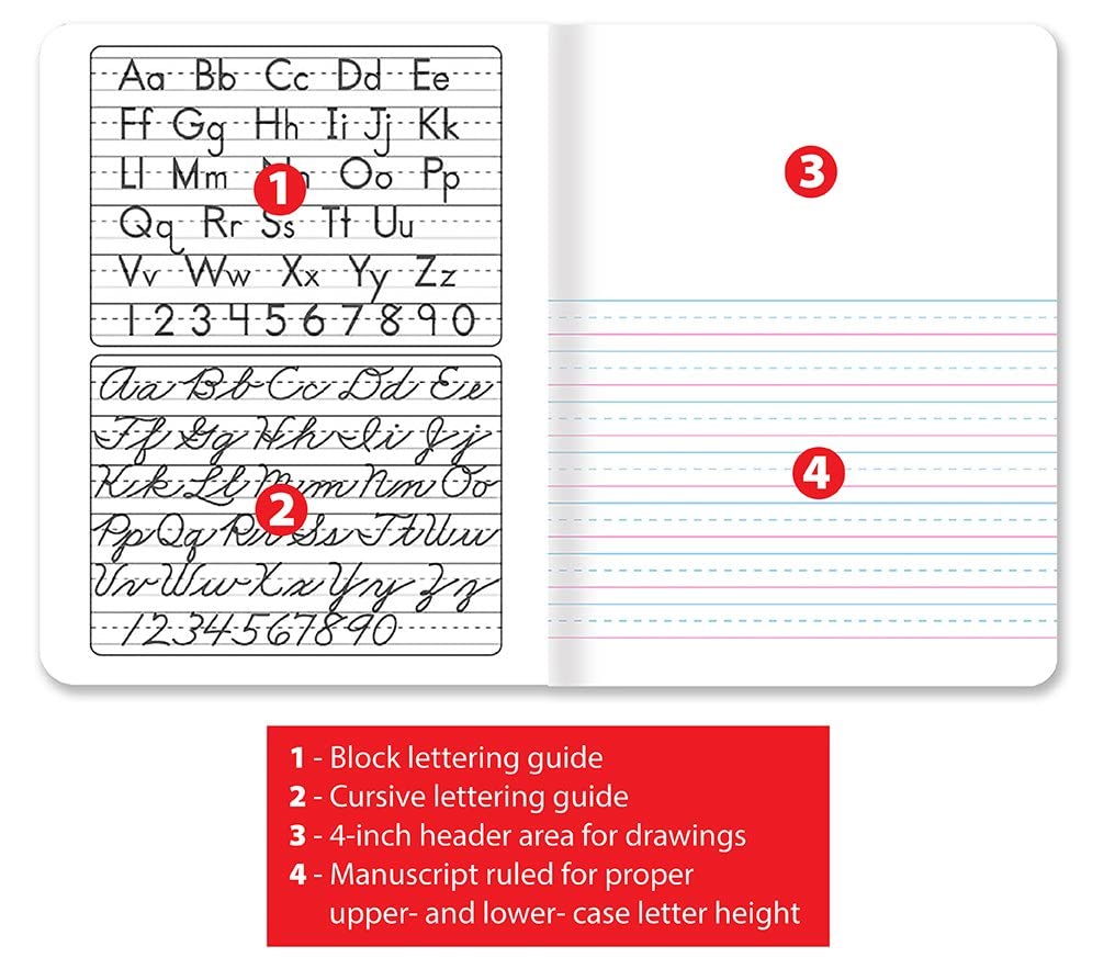 Better Office Products Primary Journal, Hardcover, Primary Composition Book Notebook - Grades K-2, 100 Sheet, One Subject, 9.75" x 7.5", Blue Cover-3