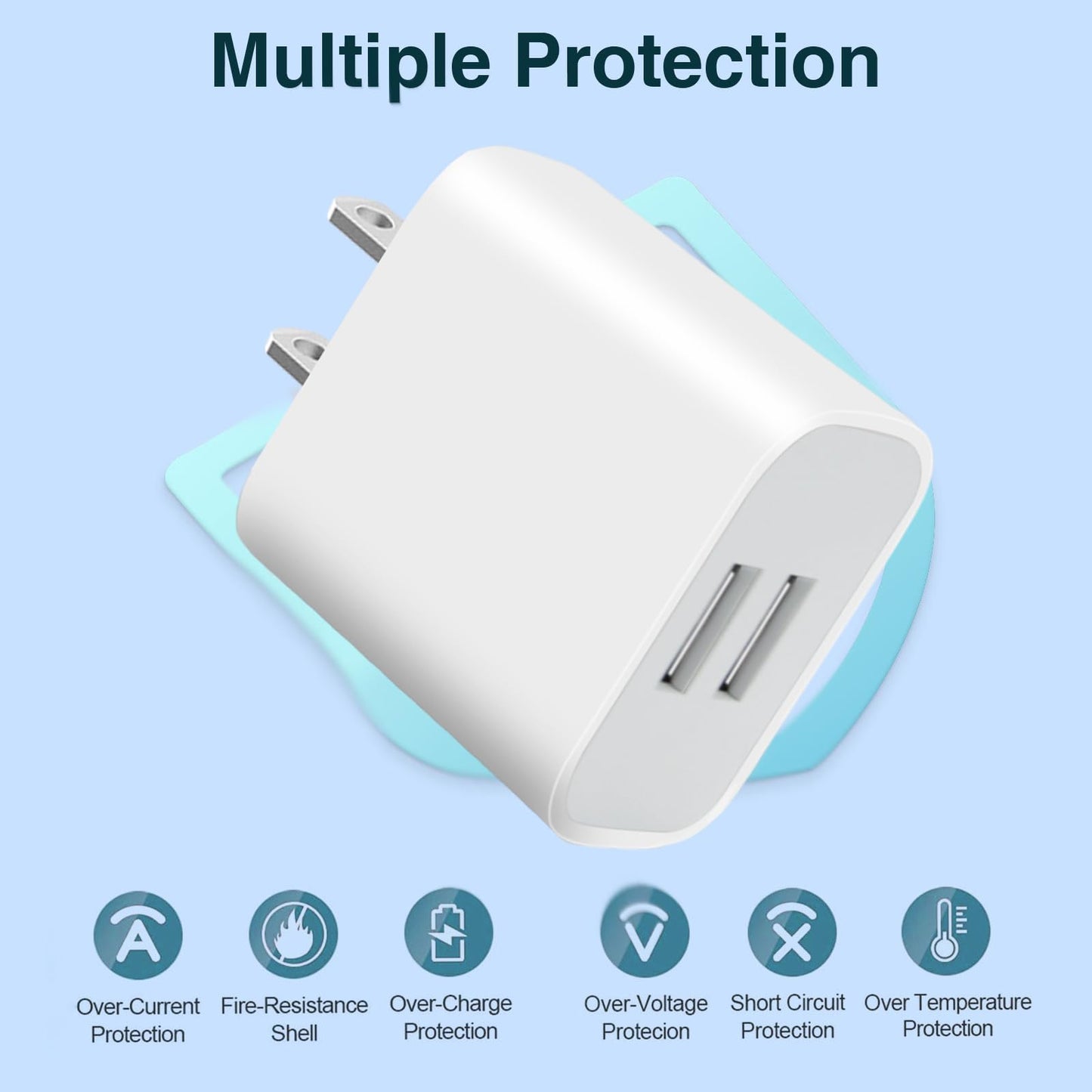 USB Wall Charger,4 Pack Dual Port Plug Adapter for Wall Outlet Charging Block, USB Power Adapter for iPhone 14/13/12/11 Pro/Pro Max, XS/XR/X,Galaxy