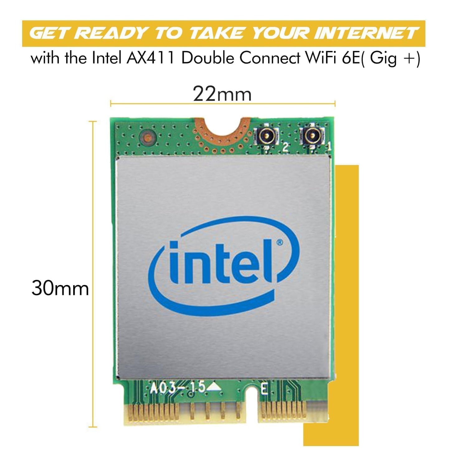 WiFi 6E Adapter for Intel AX411 | Tri-Band Wireless | Up to 3.0 Gbps | CNVio2 M.2 Format for PCs | Bluetooth 5.3 Support | for Intel 12th Gen