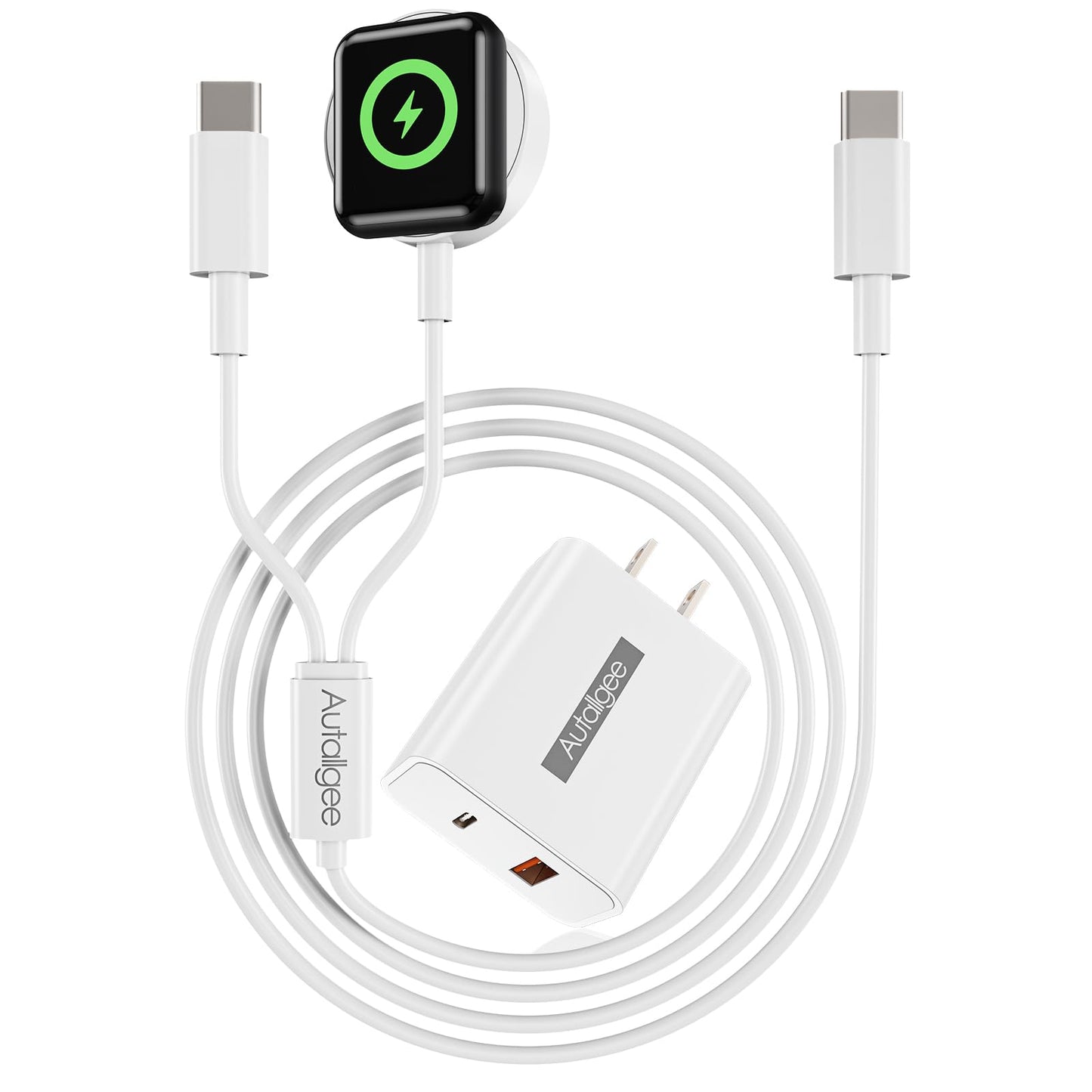 Upgraded [MFi Certified] 2 in 1 Fast Charging Cable for iPhone17 16 15 Charger,Travel for Apple Watch Charger USB C Cable Cord with 20W Wall Charger