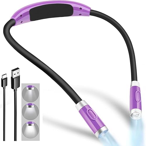 Betensh LED Reading Light, Rechargeable 4 LED Neck Book Light, Flexible Neck Lamp for Reading in Bed or Car with Adjustable Brightness, Ideal