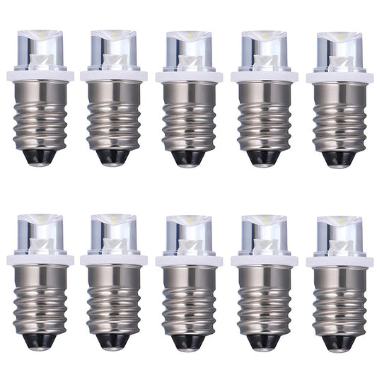 GutReise 10pcs E10 Screw Flood Led Lamps +10pcs E10 Base,3V Warm White Led Bulb Light (3V, Warm White)