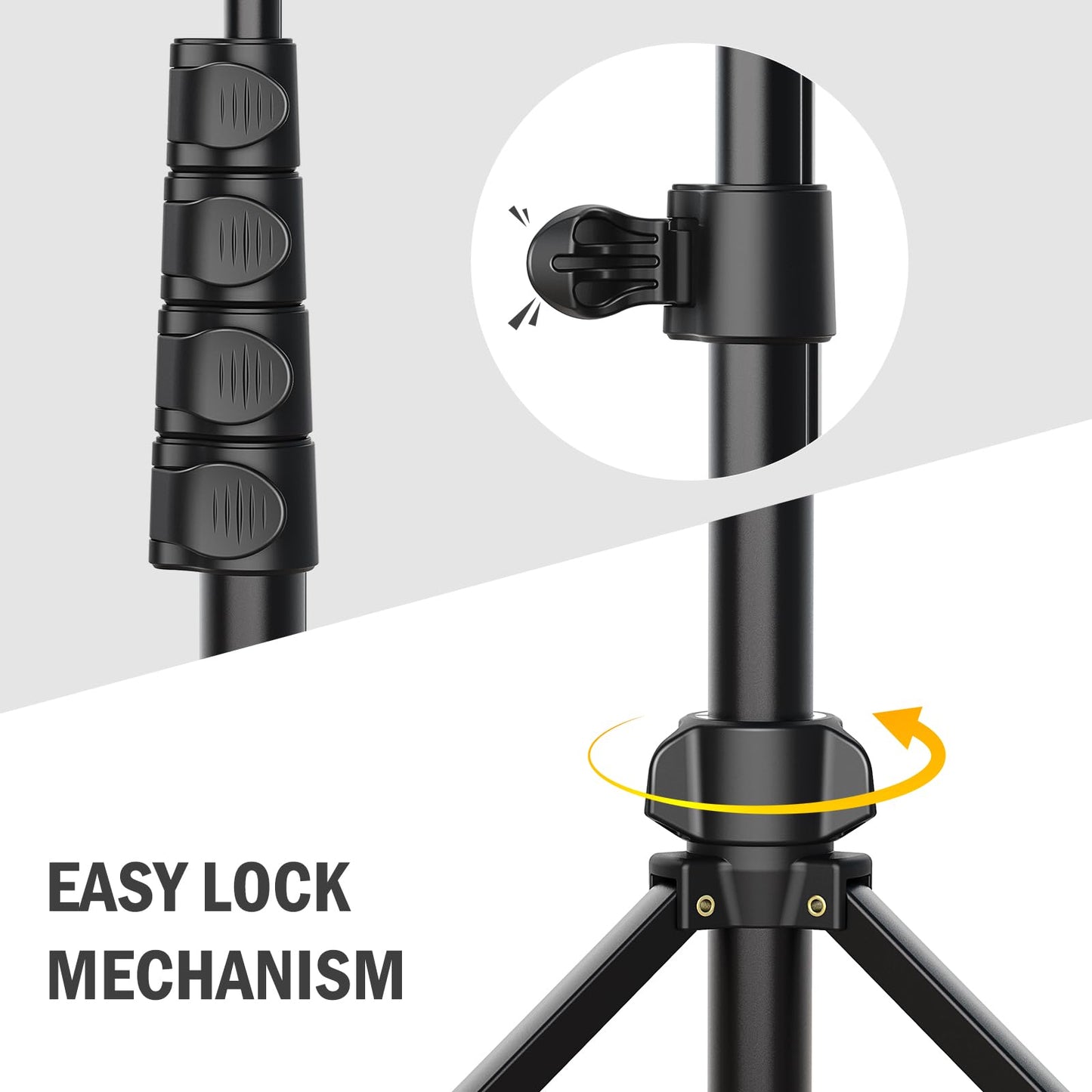 Liphisy 64” Tripod for Cell Phone & Camera, Phone Tripod with Remote and Phone Holder, Sturdy & Stable Height Adjustable Multi-Angle Shot Selfie Stick
